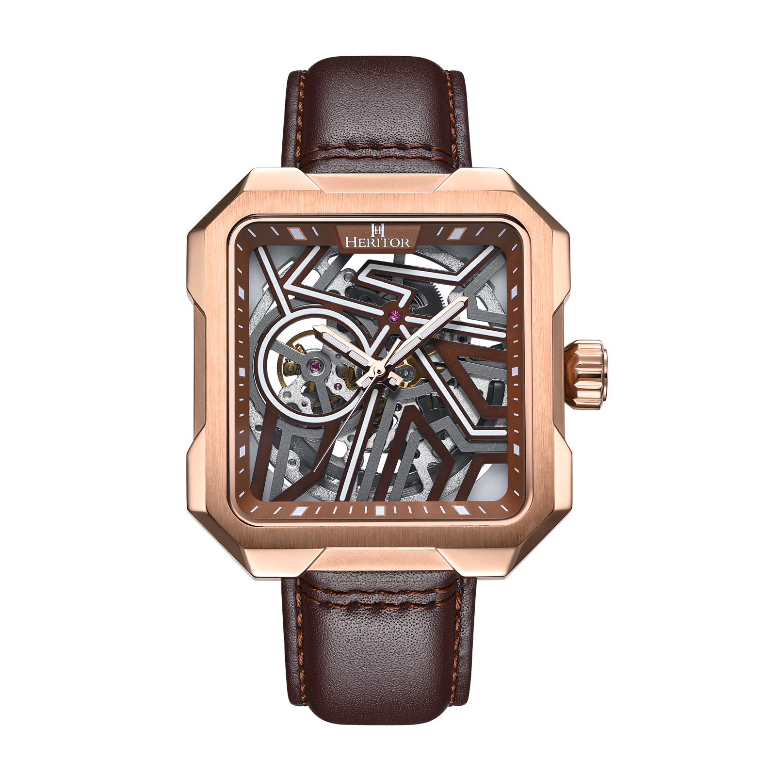 Montre squelette automatique Campbell avec bracelet en cuir Heritor Image