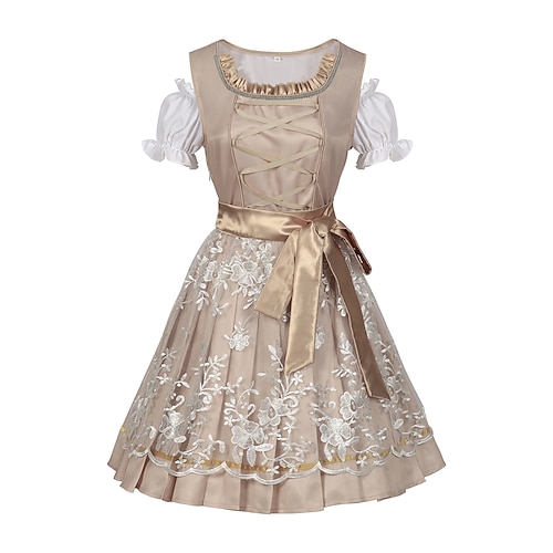 Carnaval Oktoberfest Robe Blouse Dirndl Femme de ménage Bavarois Prairies Femmes Soirée Fête de la Bière Tissu de style traditionnel