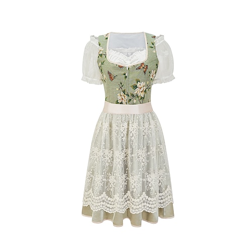 Carnaval Oktoberfest Robe Dirndl Robes traditionnelles Femme de ménage Allemand Munich Prairies Femmes Tissu de style traditionnel