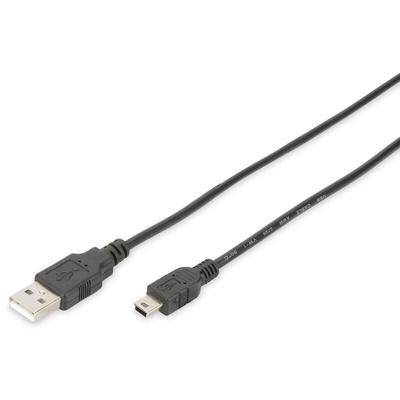 Digitus - USB-Kabel usb 2.0 usb-a Stecker, USB-Mini-B Stecker 1.80 m Schwarz Rund, doppelt Image