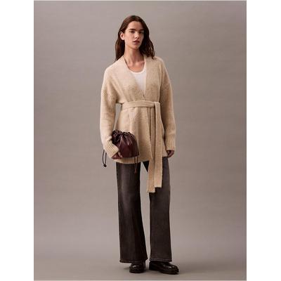 Brushed Wool Blend Cardigan - Natural - Calvin Klein Knitwear