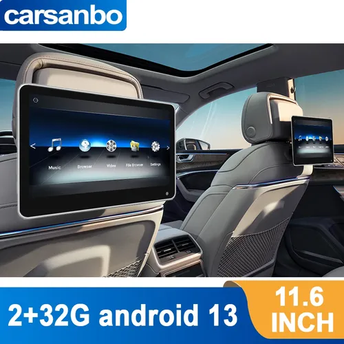 Carsanbo 11.6 pouces 2 + 32G écran tactile automatique Android 13 moniteur de voiture appui-tête Support 4K lecteur prise en charge d'entrée et de sortie HDMI