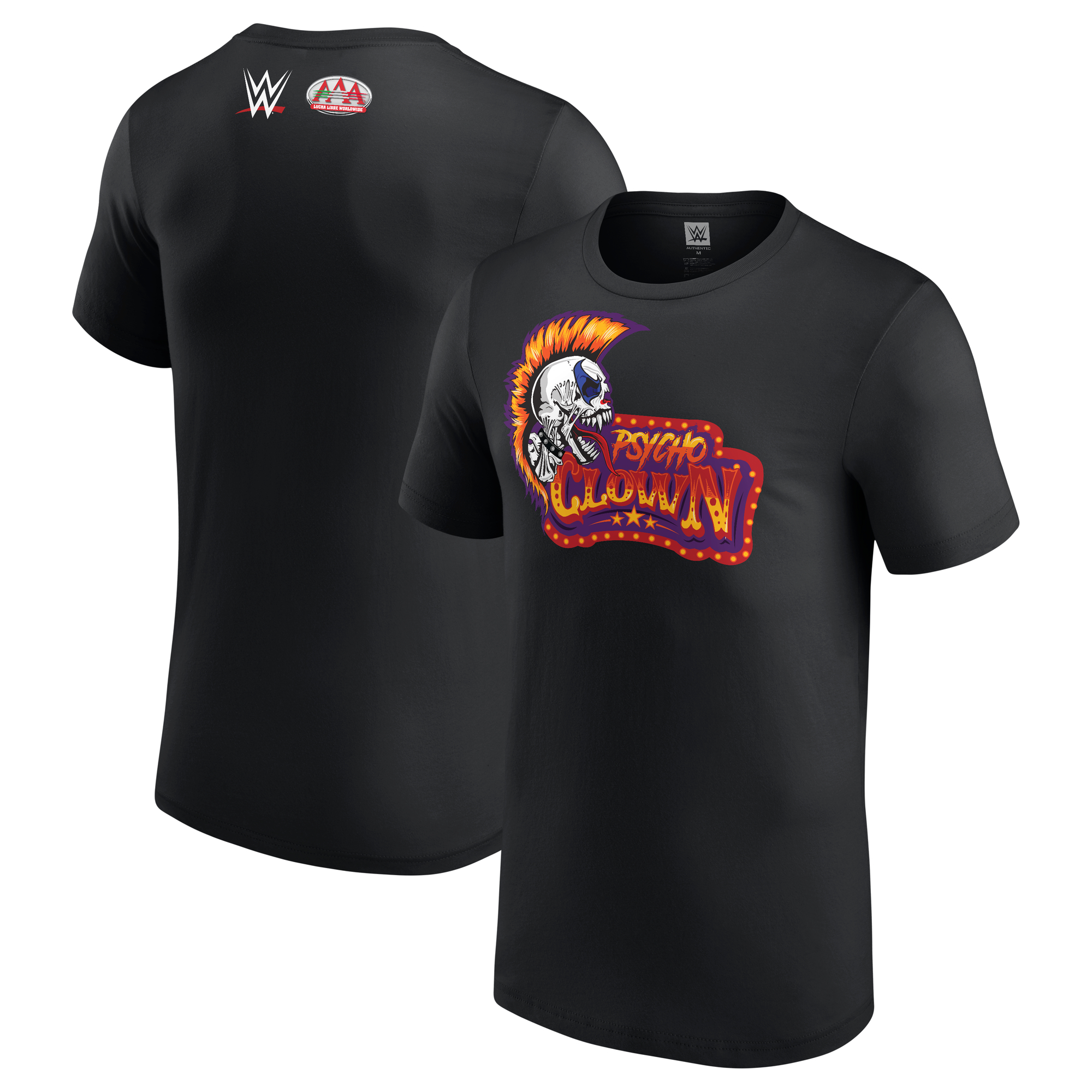 Herren T-Shirt mit Aufschrift „Psycho Clown AAA Mohawk Skull“ in Schwarz Image