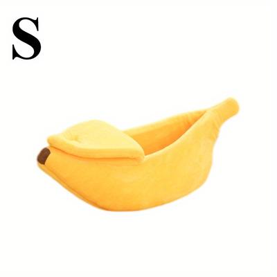 TEMU Cozy Banana-shaped Pet Bed For Cats, Kittens, And Small Pets – Soft, Warm, And Removable Polyester Mat With Cartoon Design, Cat Bed Image