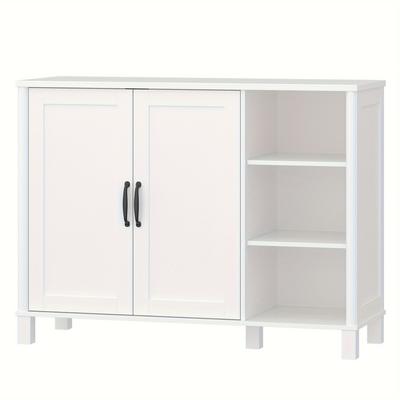 TEMU Bathroom Furniture, Bathroom Cabinet With Adjustable Open Shelves And 2 Doors, Auxiliary Bathroom Furniture With Open Compartments, For Bathroom, Living Room, Kitchen, White Image