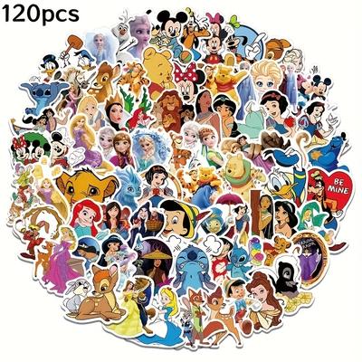 TEMU 120pcs Stickers, Stitch, , Princess, Winnie The , Etc. Mixed Stickers, Suitable For Laptop Decals, Water Cups, Skateboards, Luggage, Etc. Diy Decorative Stickers, The Gift