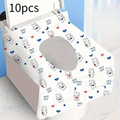 "TEMU 10/30pcs Disposable Toilet Seat Covers With Cute Bunny & "" Design - Hygienic Single-use For Travel, Public Restrooms, Airplane & Toilet Training - All Ages , Toilet Seats For Bathrooms" Image