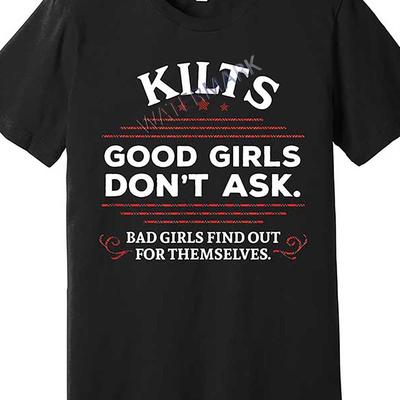 TEMU 1pc Mens Casual Crew Neck T-shirt - 100% Cotton, Solid Color, Medium Stretch Knit Fabric, Regular Fit - Funny Scottish Kilts Graphic Tee Image