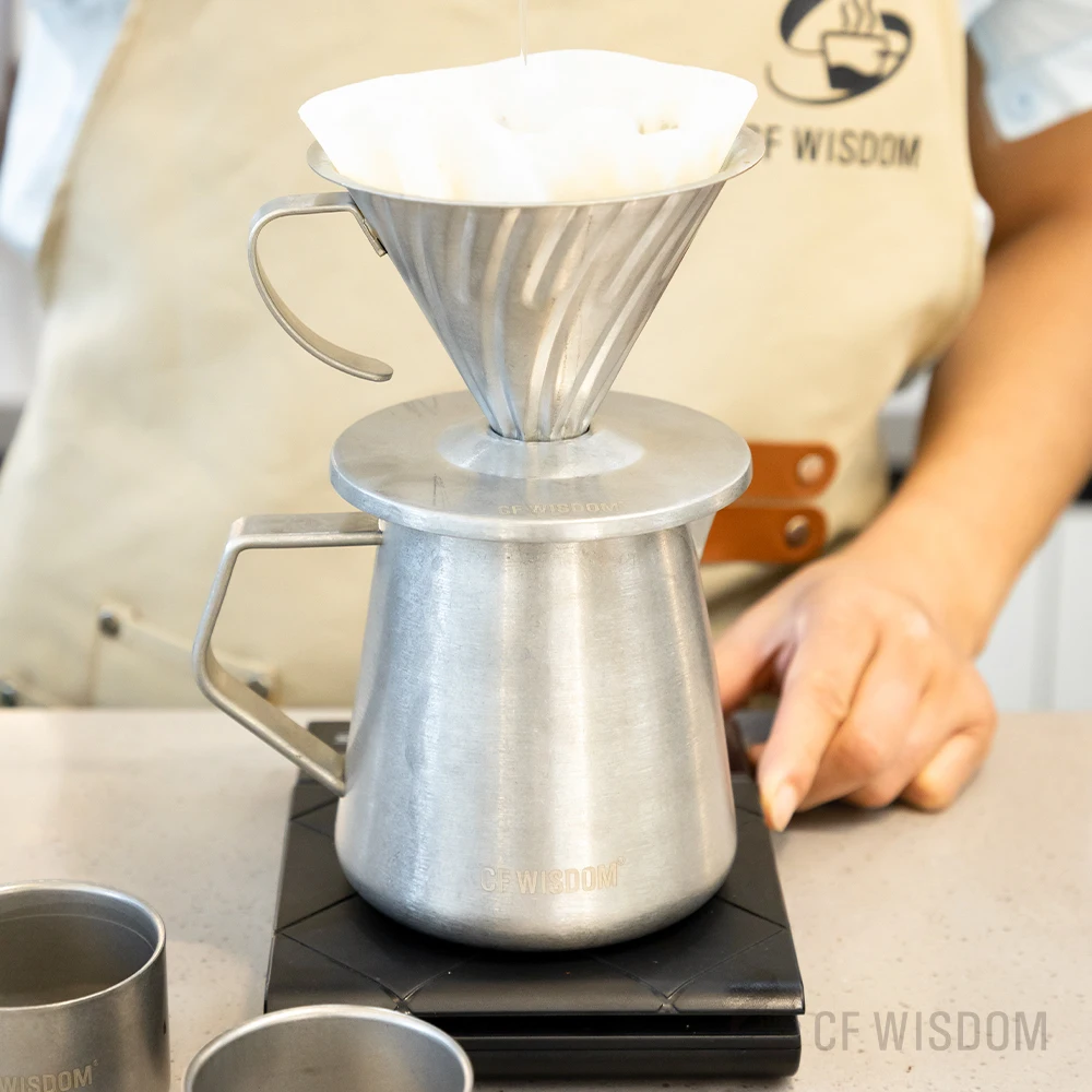 CF Wisdom Sharing Pot im Retro-Stil, Coffee Sharing Pot, Anti-Druck-Kaffeemaschine, Ausgießkessel aus Edelstahl Image