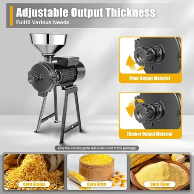 Electric Grain Grinder Mill with Funnel, 1500W Commercial Grinder Machine Heavy Duty Dry Grain Mill (110 V, Black)
