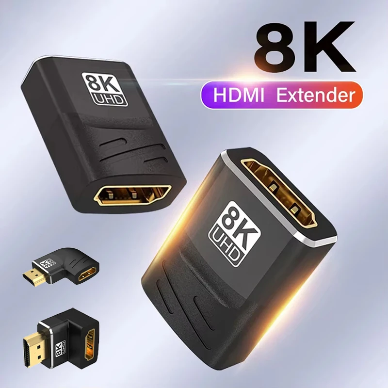 Mini 8K HDTV 2.1 Anschlusskabel-Adapter, 90 270 Grad Winkelstück, Stecker auf Buchse, Konverter, HD-Kabelverlängerung für TV, Laptop, Monito PC Image