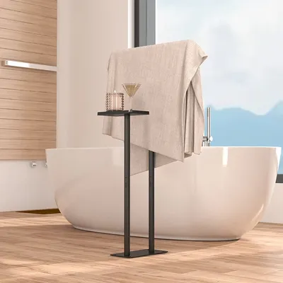 Floor standing towel rack, storage rack, vertical, movable, double pole non perforated towel storage rack