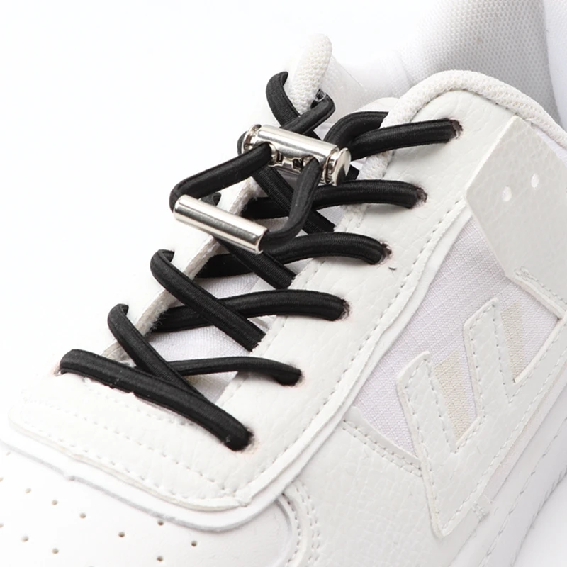 Schnürsenkel ohne Binden, Feder-Metallverschluss, elastische Schnürsenkel für Turnschuhe, schnelles Anlegen und Ausziehen, Schuhzubehör, faule Schnürsenkel Image