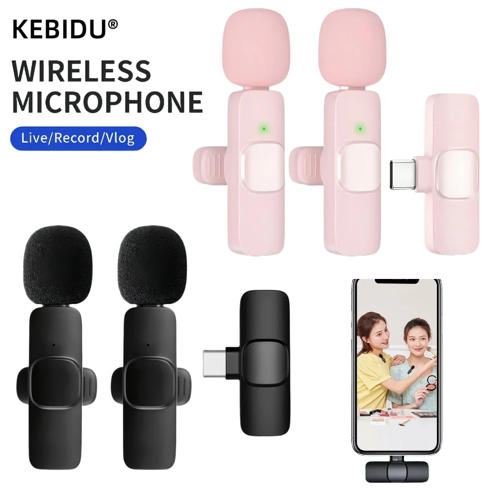 2,4G Wireless Lavalier-mikrofon Audio Video Aufnahme Mini Mic Für Android Telefon Live Broadcast Gaming Telefon Mit Empfänger