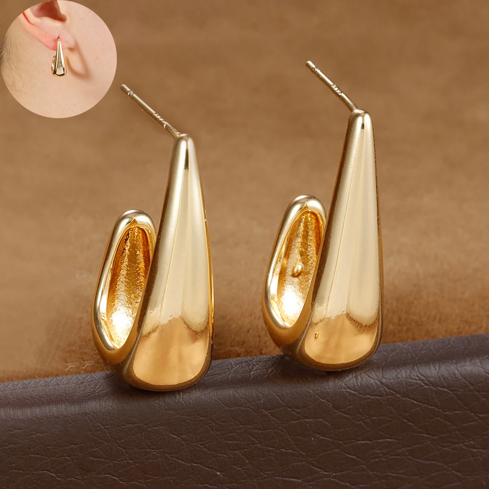 2 Stück Vintage Gold Farbe klobige Ohr stecker für Frauen trend ige Punk glänzende Träne großen Ohrring minimalist ischen Ohrringe Schmuck Geschenk