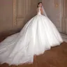 Julia Kui Anpassen High-End Anpassen Ballkleid Brautkleider O-Ausschnitt Perlen Stickerei Royal