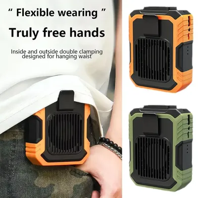 Portable Waist Fan Hanging Neck Waist Clip Fan for Outdoor Sport USB Rechargeable Mini Bladeless Cooler Fan with LED Flashlight