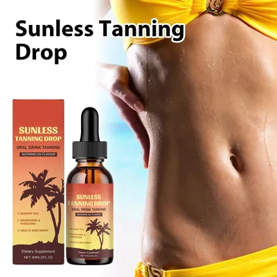 60ml Sunless Tanning Drops To Drink: Oral Dark Self Tanning Drops Gradual Glow for Face & Body,