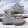 Winter Männer Schnee Stiefel Im Freien Nicht-slip Warme Plüsch Casual Barfuß Schuhe Plus Größe Paar