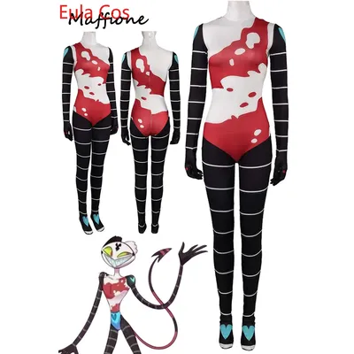 Fizzarolli Cosplay Overalls Schwanz Kostüm Cartoon Helluva Cosplay Chef Verkleidung Outfits Frauen Image