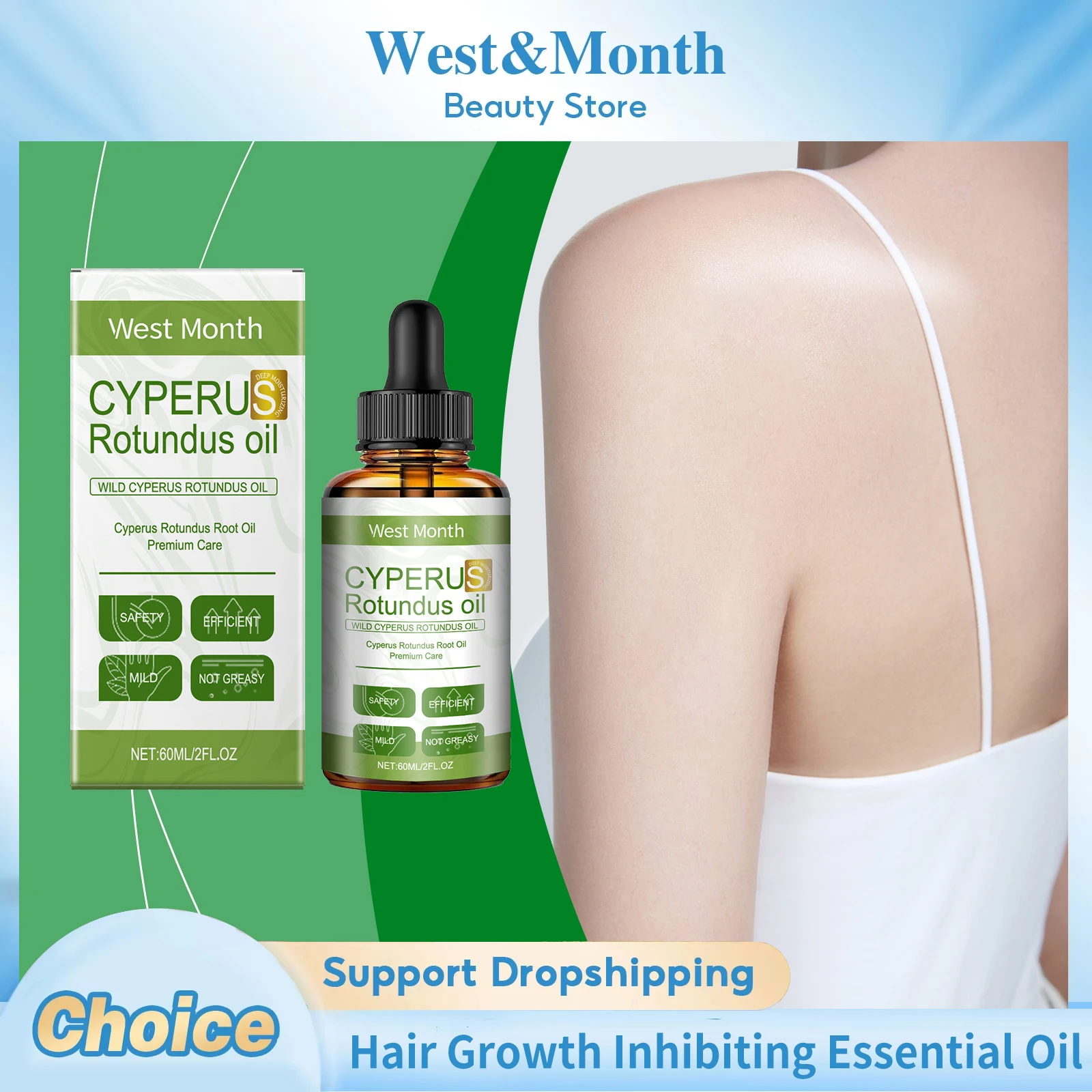 Haarwachstumshemmendes ätherisches Öl, reduziert Achselhöhlen-Beinhaare, feuchtigkeitsspendend, aufhellende Haut, anhaltender, leichter Duft, Haarentfernungsöl Image