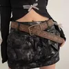 Retro Muster Druck Gürtel Frauen Mädchen Y2K Luxus Hip Hop Pu Leder Gürtel Braun Trendy Legierung Taille Gürtel Amerikanischen Retro Zubehör