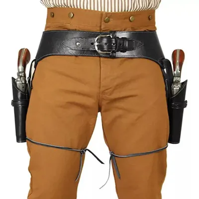 Kapitän Bund Renaissance Cowboy Doppelgürtel Revolver Holster Mittelalter Pirat Flintlock Corsair Halloween Kostüme für Männer Image