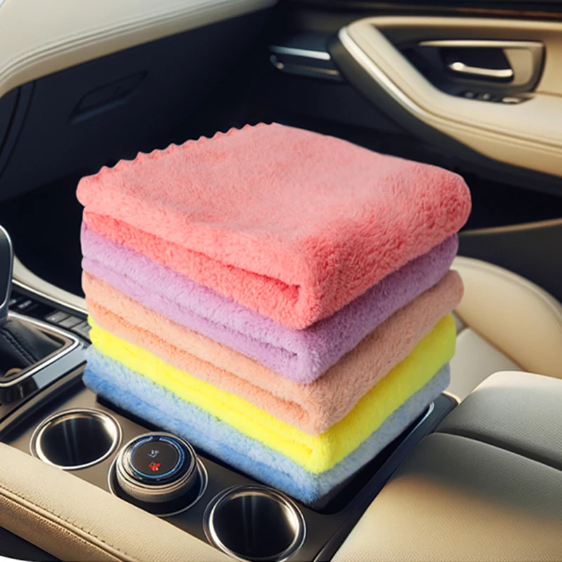 Korallen Fleece Auto Waschen Handtuch Reinigung Tuch Saugfähigen Weichen Handtücher Saugfähigen Lappen Haushalt Scheuer Auto Detaillierung Reinigung Werkzeuge Image