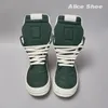 Marke Casual Männer Schuh High Top Frauen Sneaker Qualität Grün Geobasket Kuh Wildleder Zipper Luxus Punk Dicke sohle flache Ankle Boot