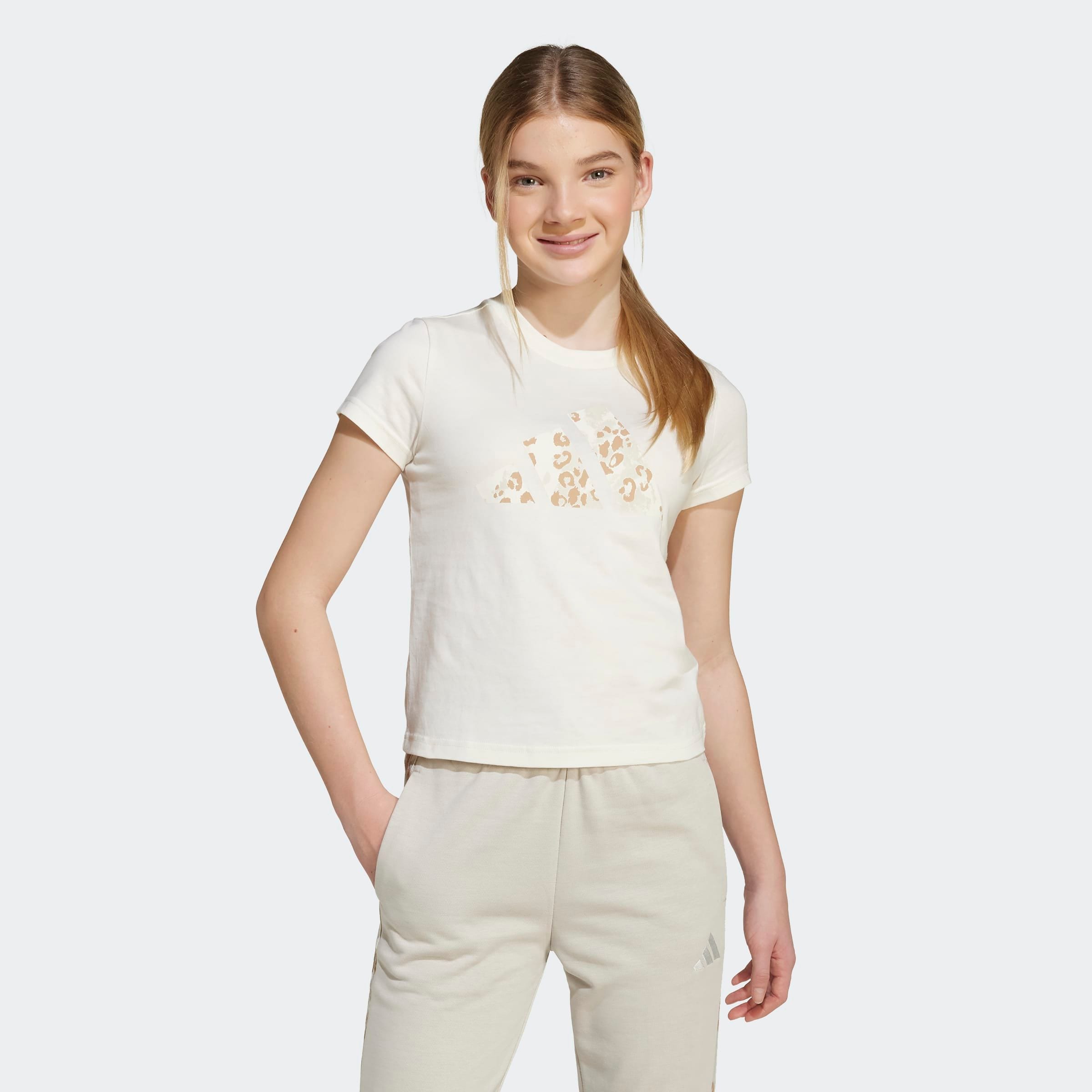 T-Shirt ADIDAS SPORTSWEAR "G ANML SJ BL T", Kinder, Gr. 164, grau (wonder aluminium), Obermaterial: 100% Baumwolle, Rundhals, Shirts Image