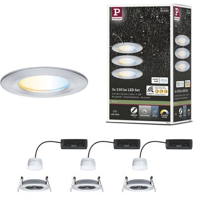 PAULMANN LED Einbauleuchte "LED Einbauleuchte Nova Coin IP44 rund 78mm", grau (aluminiumfarben), 3 flammig, Ø 7,8cm, 3 St., Lampen, Memoryfunktion, Farbwechsler, Farbsteuerung, Dimmer, Smart Home Image