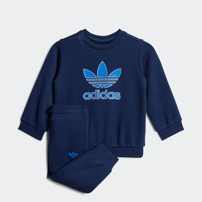 Trainingsanzug ADIDAS ORIGINALS "CREW SET", Kinder, Gr. 86, night indigo, blau, Obermaterial: 70% Baumwolle, 30% Polyester, sportlich, Sportanzüge Image