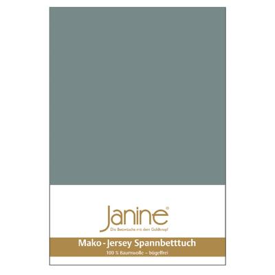 Spannbettlaken JANINE "MAKO-FEINJERSEY 5007", grün (mineralgrün), B:90-100cm L:200cm, Mako-Jersey, Obermaterial: 100% Baumwolle, Laken, aus 100% Baumwolle, für Matratzen bis 26 cm Höhe Image