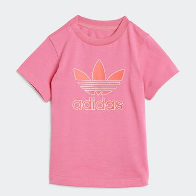 T-Shirt ADIDAS ORIGINALS "TREFOIL TEE", Kinder, Gr. 86, pink (pink fusion), Obermaterial: 100% Baumwolle, sportlich, Shirts Image