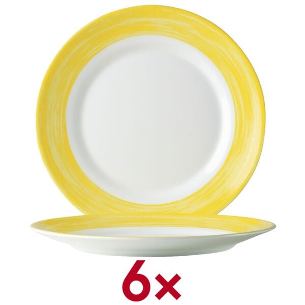 Arcoroc Desserteller Brush Teller flach 19,3 cm - 6 Stück 6 Stück gelb, 19.3x2.5x19.3 cm
