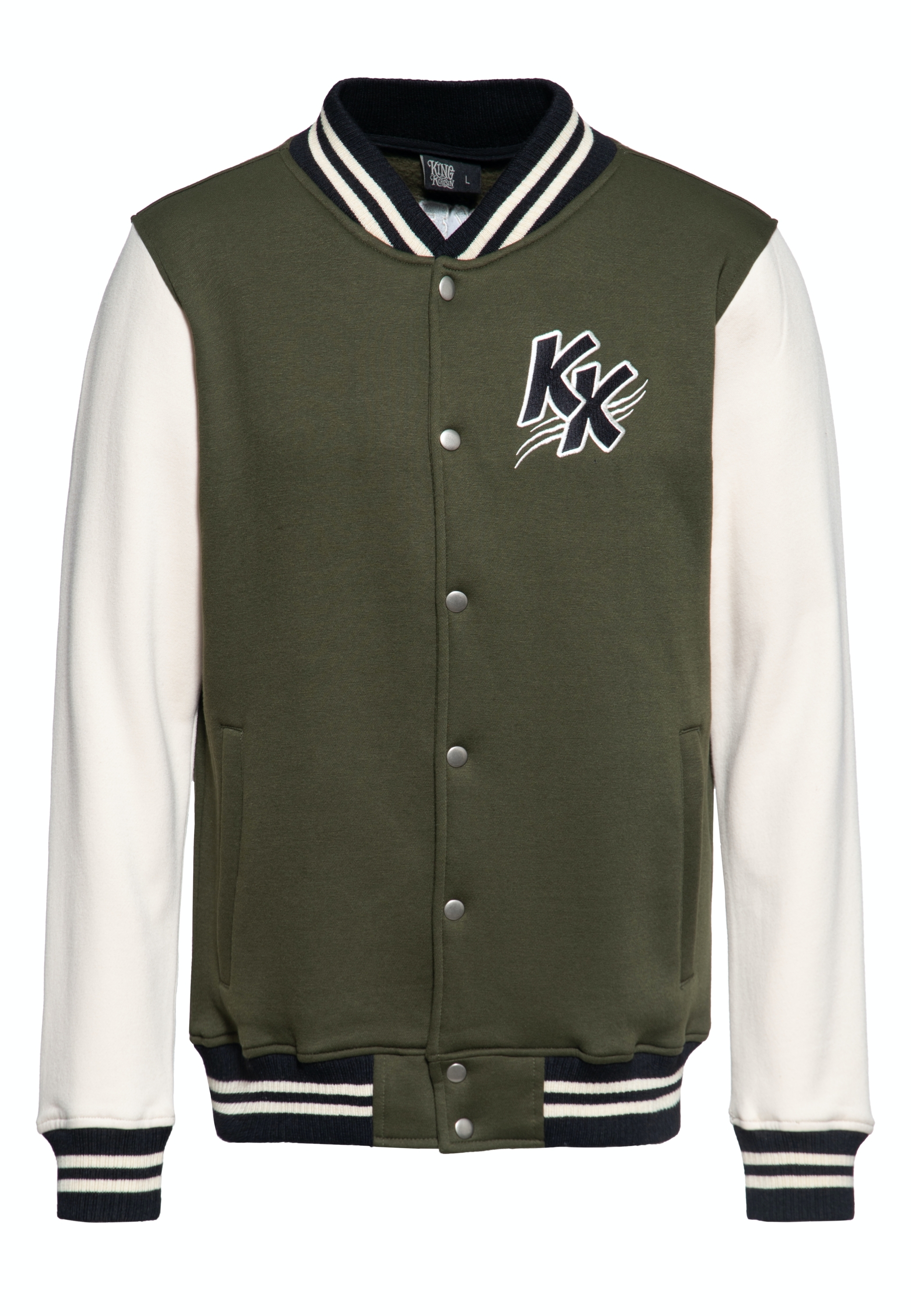 King Kerosin Herren College Sweatjacke Street Rebel olivgrün Image
