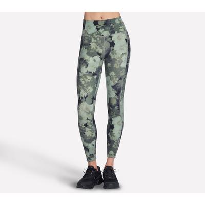 Skechers Women's GO FLEX RIB Inbloom Full Length High-Waisted Legging | Size Small | Charcoal/Olive | Nylon/Spandex