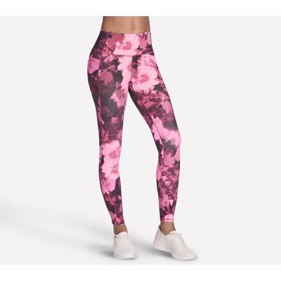 Skechers Women's GO FLEX RIB Inbloom Full Length High-Waisted Legging | Size 2XL | Natural/Burgundy | Nylon/Spandex