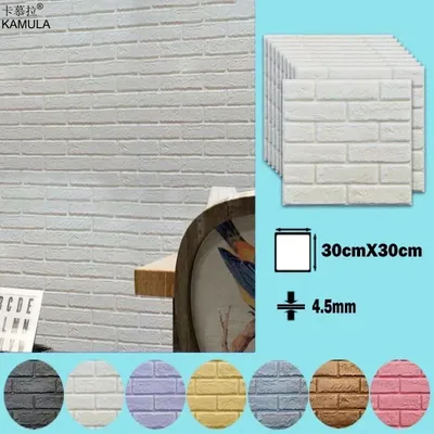 3D-Schaumstoff-wasserdichte Tapete, selbstklebende Ziegelstein-Wandaufkleber-Paneele für Wohnzimmer, Schlafzimmer, Badezimmer, Heimdekoration Image