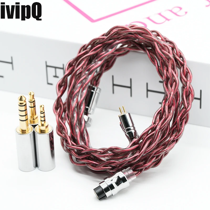 ivipQ-40 IEM-Kabel Hochreines Litz 7N OCC+Palladium+Graphen-Kopfhörerkabel mit drei Elementen, für HD580 HD650 HD800 Image