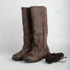 Medieval Viking Pirate Costume Retro Men's Boots Halloween Cosplay Winter PU Boot Knight Women Bandage Gothic Shoes