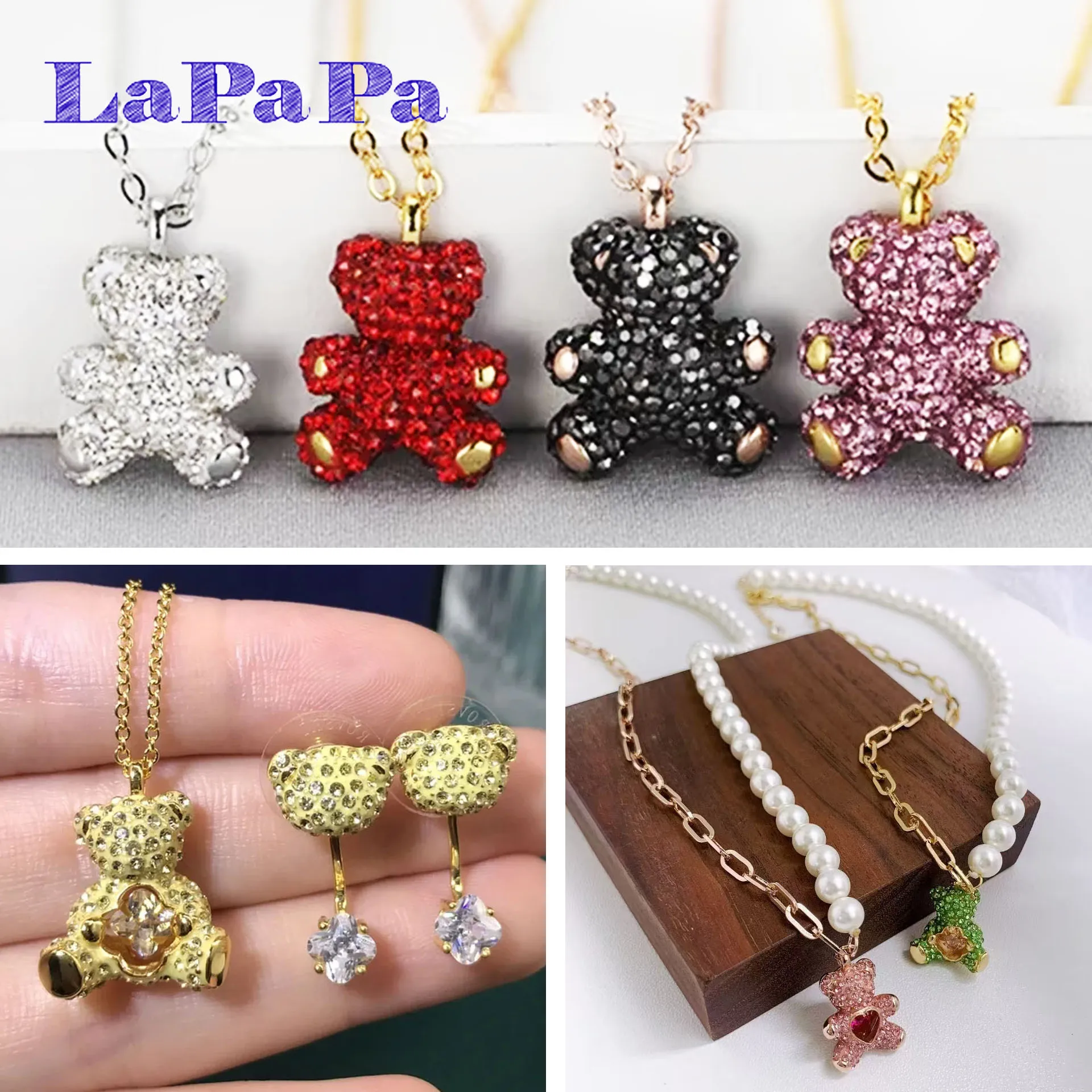 Luxuriöses Tier-Serie-Edelschmuckset 2026, originales, hochwertiges Bären-Halsketten-Ohrring-Armband für Frauen, romantisches Geschenk Image