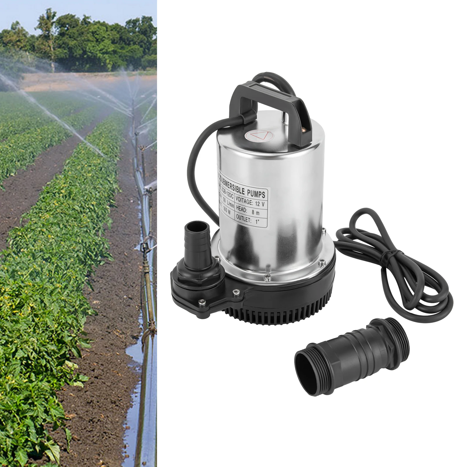 6000 l/h Tauch-Abwasserpumpe, 12 V DC Abwasser-Schmutzwasserpumpe, 160 W, langlebige Abfluss-Keilstoffpumpe aus Edelstahl Image