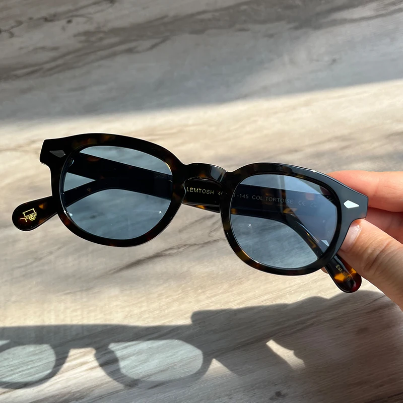 44/46/49 Größe Schwarze Acetat Sonnenbrille Mann Johnny Depp Lemtosh Polarisierte Gläser Frau Luxus Marke Vintage Mode Brillen