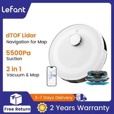 LEFANT M2 Roboter-Staubsauger, Lasernavigation dToF, 5500 Pa, Anti-Tangle, ausgewählte Bereichsreinigung, ideal für Tierhaare, Teppiche Image