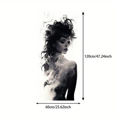 TEMU 2d Flat 1pc 23.62*47.24in/60cm*120cm Frameless Modern Abstract Black White Fashionable Woman Print Wall Art Canvas Painting For Living Room Large Size Canvas Poster For Bedroom Decoration Image
