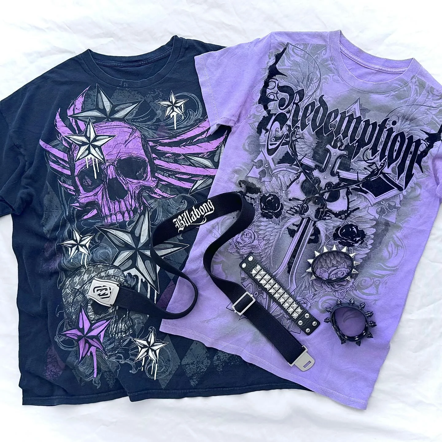 Lila Y2K Grafik Kurzarm Damen American Vintage High Street Tops Korean Fashion Trend Baggy T-Shirt