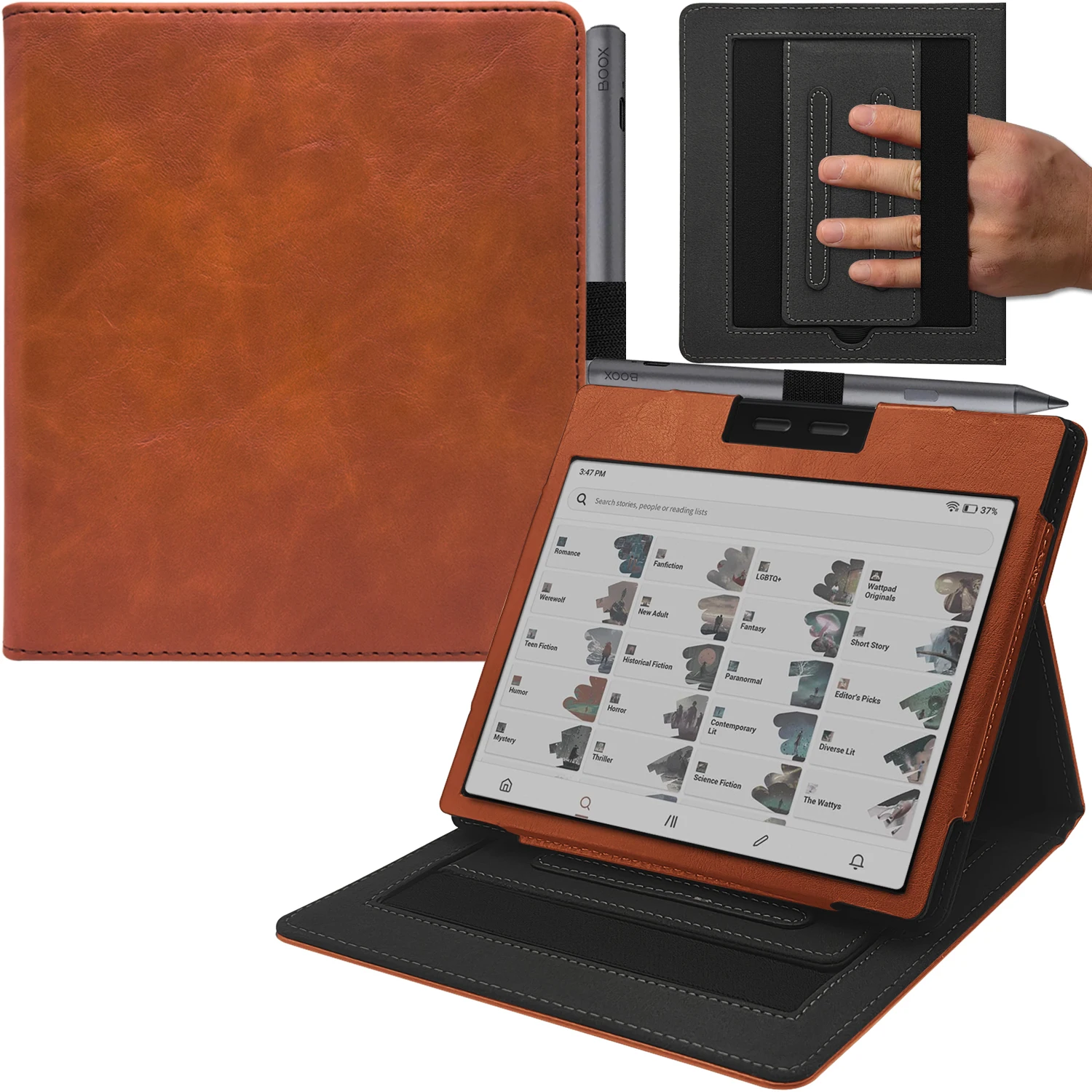 Doppelte Ständerhülle für 7'' Onyx Boox Go 7 /Boox Go Color 7 (Gen II/Gen I) mit Stifthalter/automatischer Sleep&Wake/doppelte Handschlaufe Image