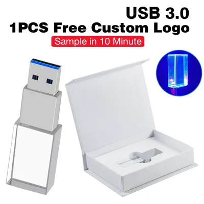 Kostenloses individuelles Logo 3D-Lasergravur LED-Lampe Kristall USB 3.0 Flash-Laufwerke 16 GB Image