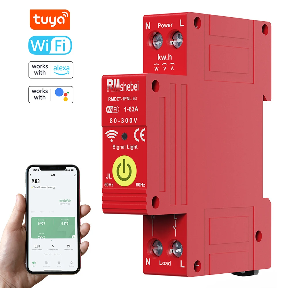 Uya wifi intelligenter Leistungs schalter 1p Wieder schließender Timer Din-Rail-Montage-Umschalt schalter Automatischer automatischer Umschalt schutz Image